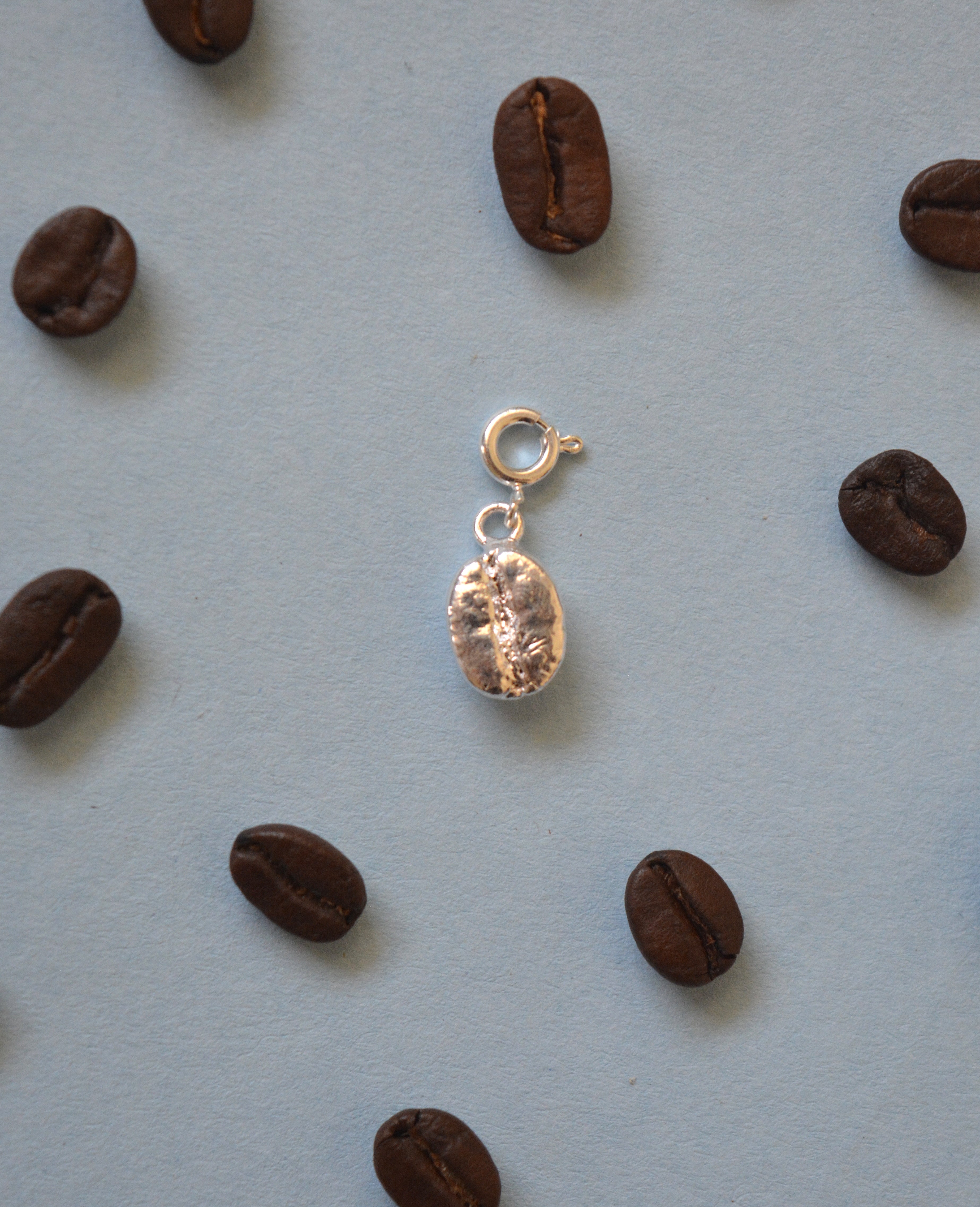 Coffee Bean Charm - Silver